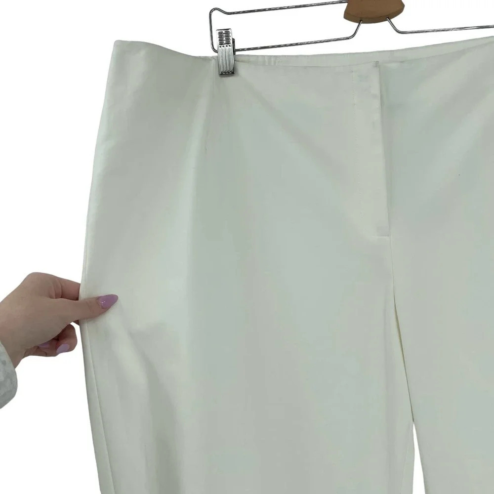 Lafayette 148 New York Manhattan Cropped Pants White Plus Size 24W - Picture 4 of 13